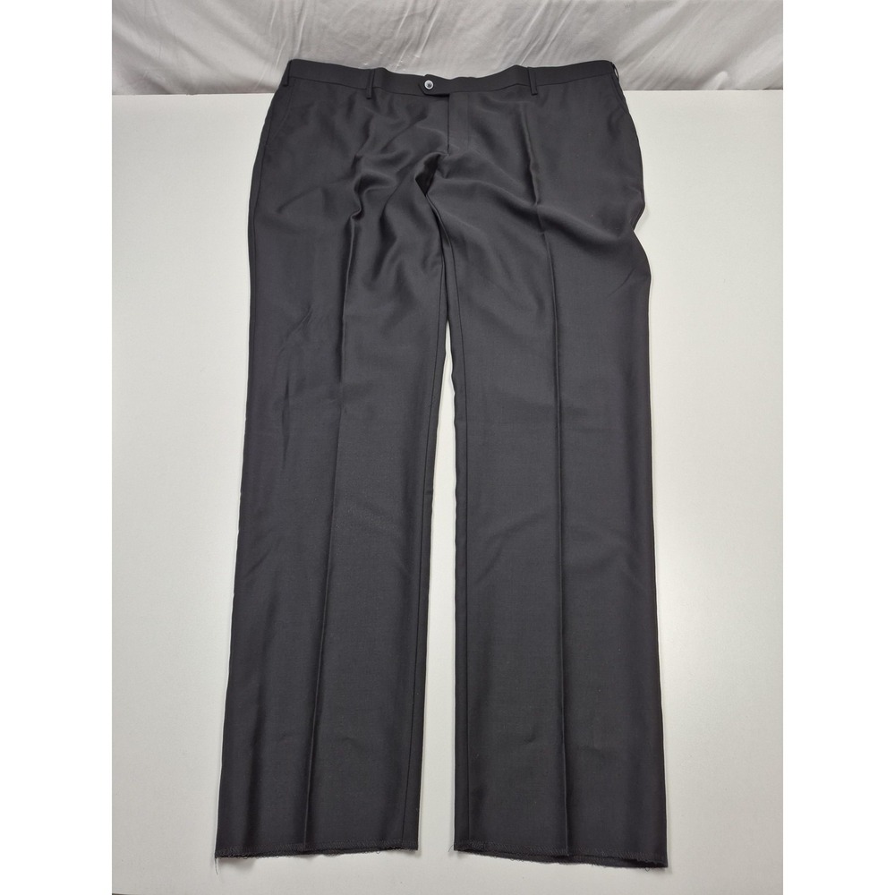Galante Dress Pants Mens 50x36 Black Wool Flat Front Straight Italy Unhemmed NWT